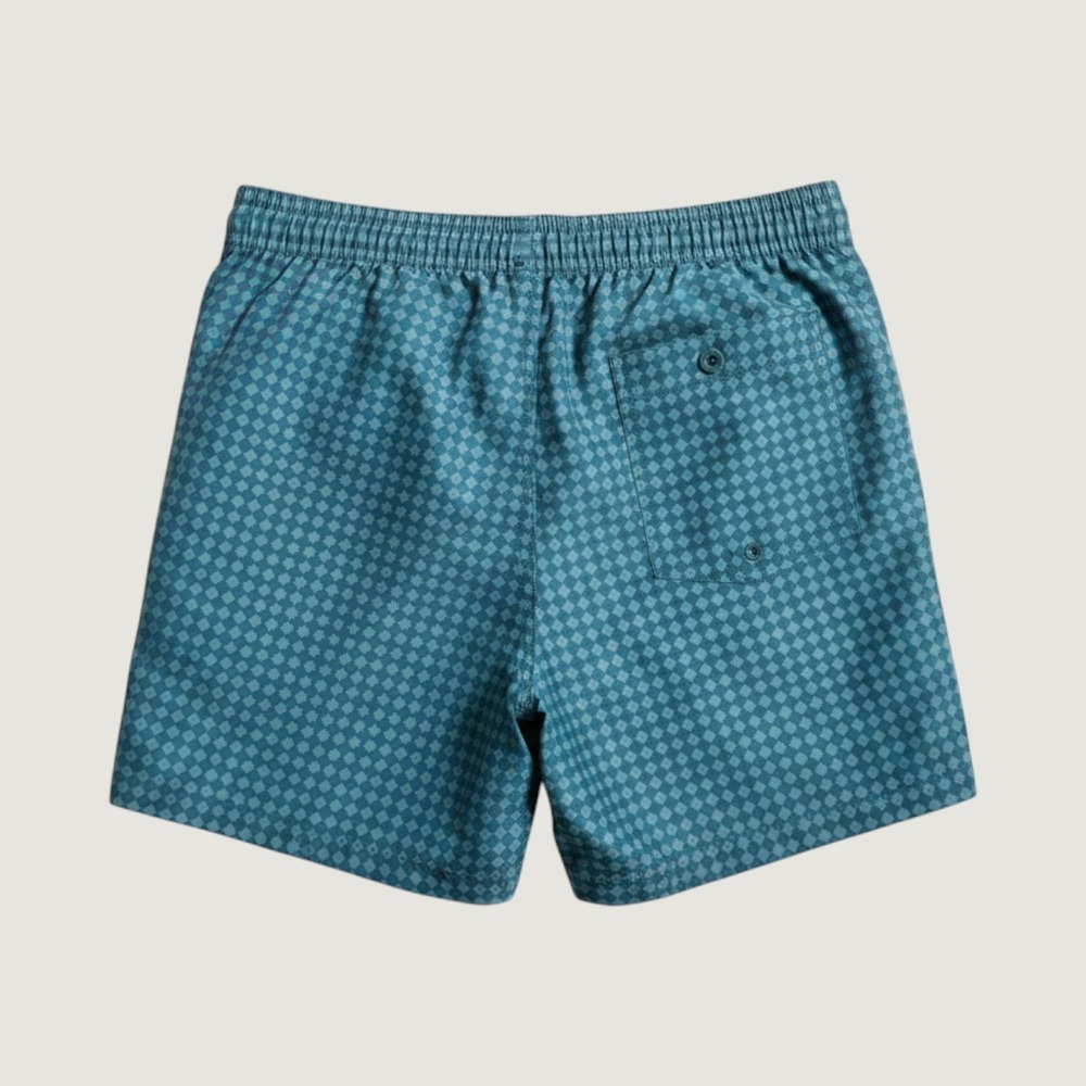 Goodfellow & Co Swim Trunks Checkerboard Geometric Print Medium Teal - Picture 2 of 9